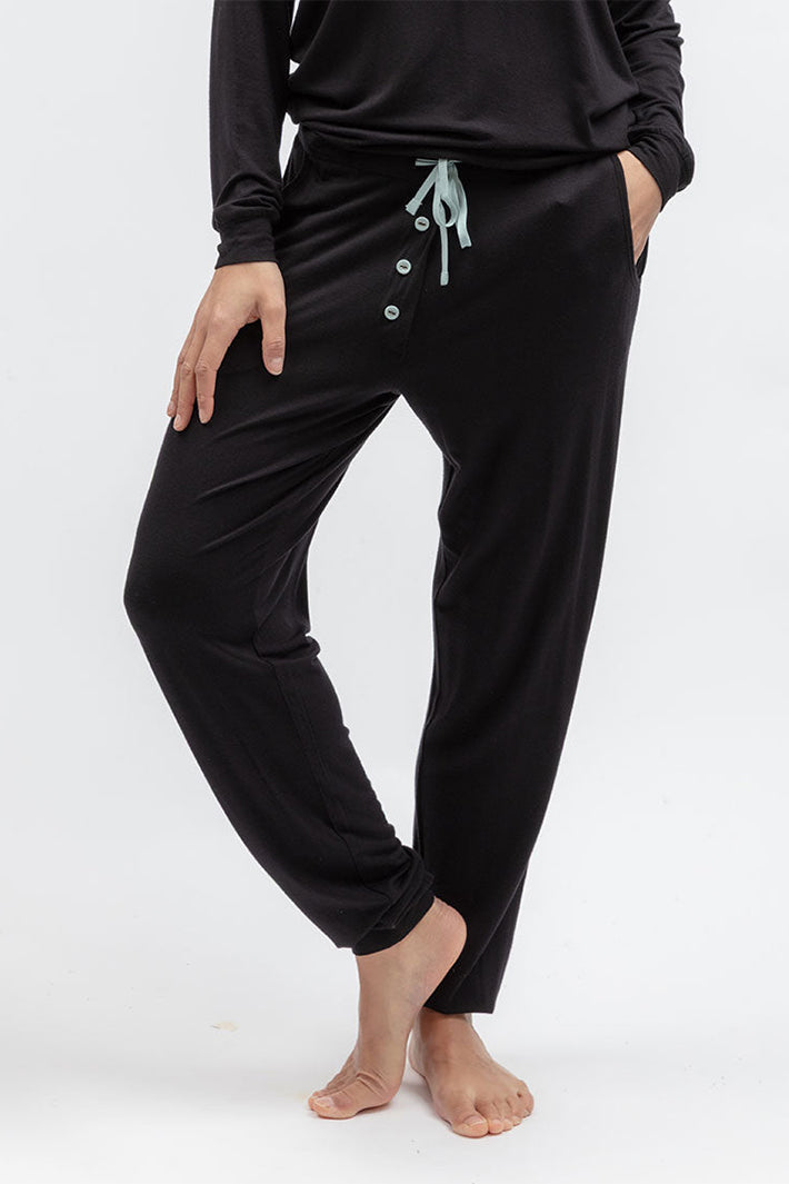 Cyberjammies 5581 Grace Black Jersey Pyjama Bottoms, front view