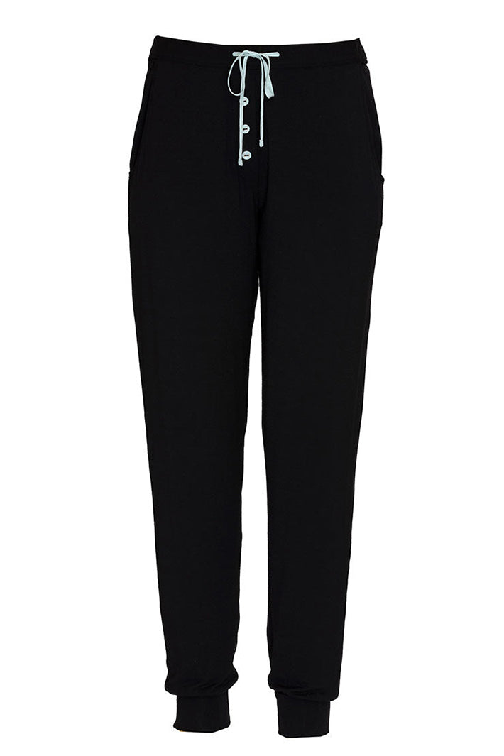 Cyberjammies 5581 Grace Black Jersey Pyjama Bottoms, flat lay