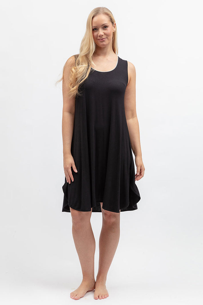 Cyberjammies 5584 Grace Black Jersey Swing Nightdress, front view