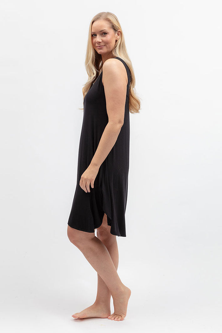 Cyberjammies 5584 Grace Black Jersey Swing Nightdress, side view