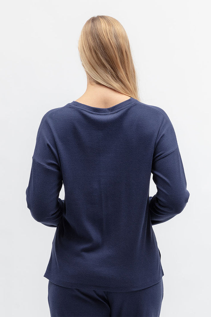 Cyberjammies 5620 Celestial Nights Navy Ribbed Slouch Jersey L/Sleeve Pyjama Top, back view