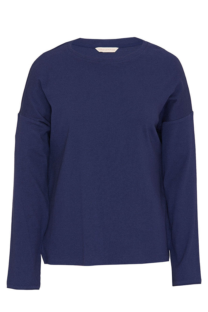 Cyberjammies 5620 Celestial Nights Navy Ribbed Slouch Jersey L/Sleeve Pyjama Top, flat lay