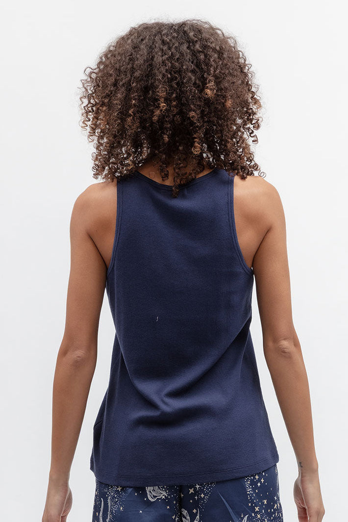 Cyberjammies 5622 Celestial Nights Navy Ribbed Jersey Vest, back view