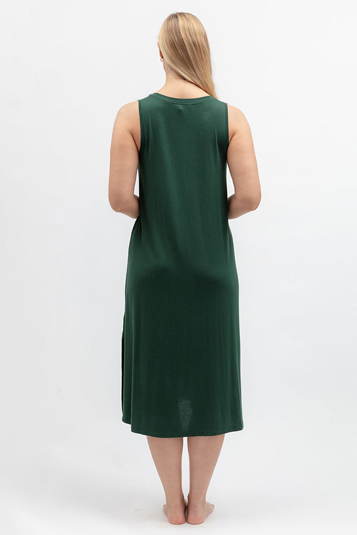 Cyberjammies 5661 Ember Dark Green Jersey Long Nightdress, back view