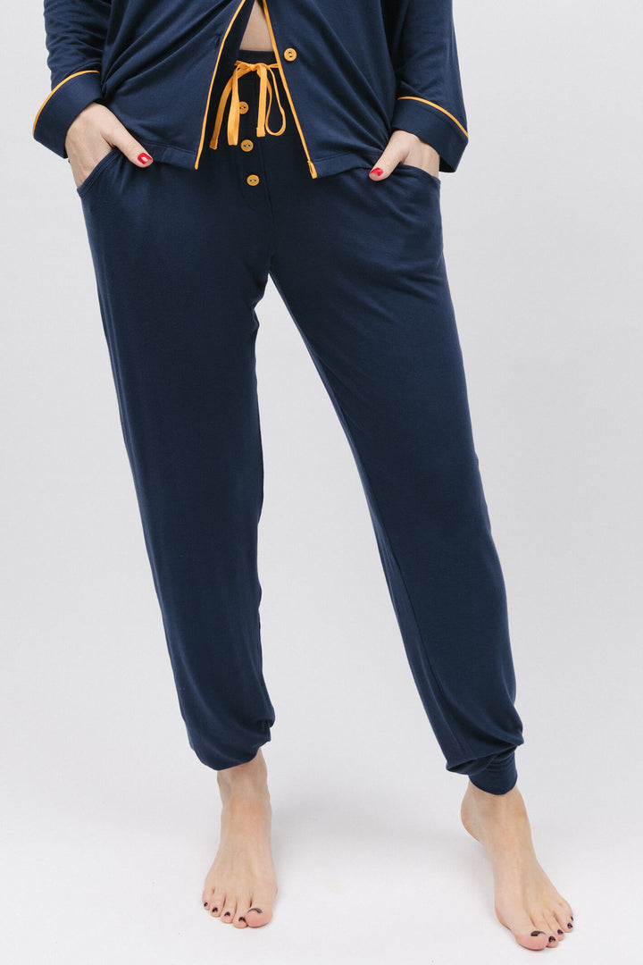 Cyberjammies 9806 Cosmo Navy Knit Pyjama Pants - Shirley Allum Boutique