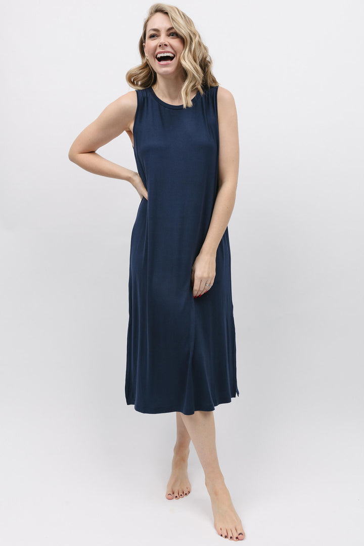 Cyberjammies 9809 Cosmo Navy Knit Long Nightdress - Shirley Allum Boutique