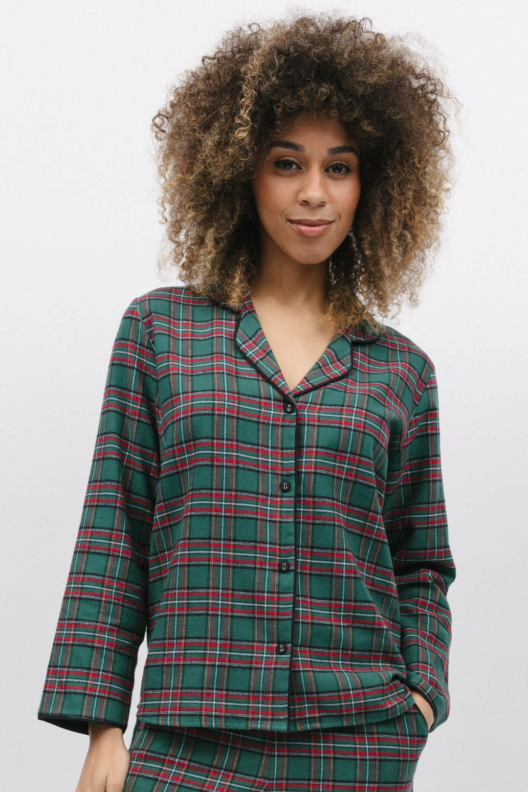 Cyberjammies 9840 Whistler Super Cosy Green Check Pyjama Top - Shirley Allum Boutique