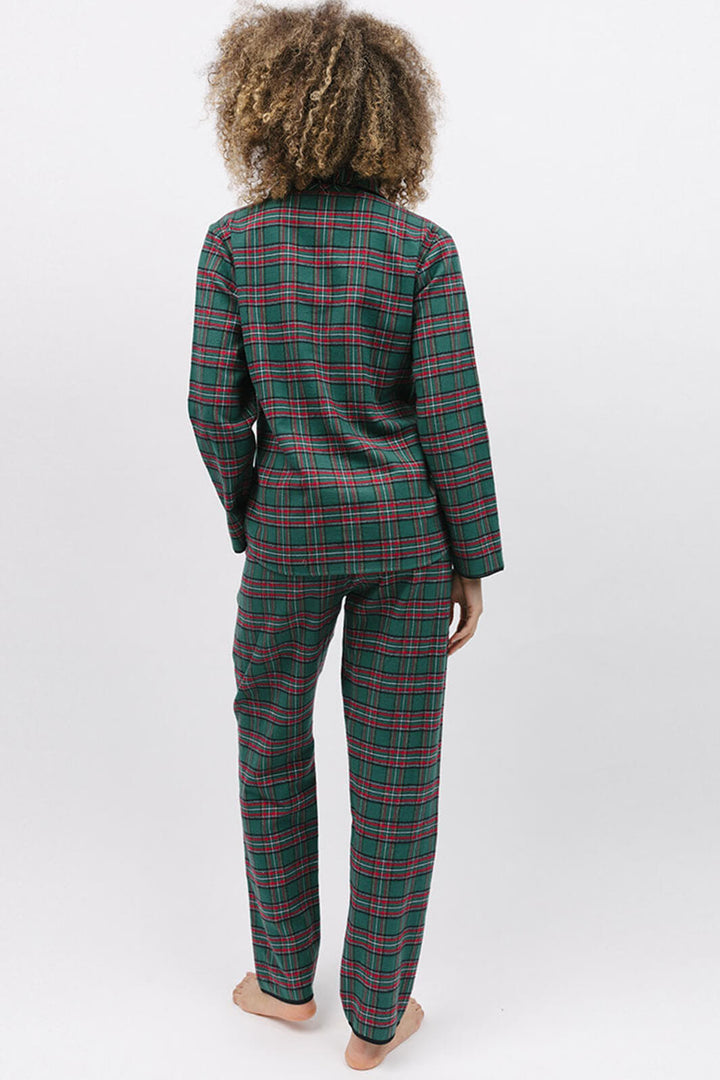 Cyberjammies 9840 Whistler Super Cosy Green Check Pyjama Top - Shirley Allum Boutique