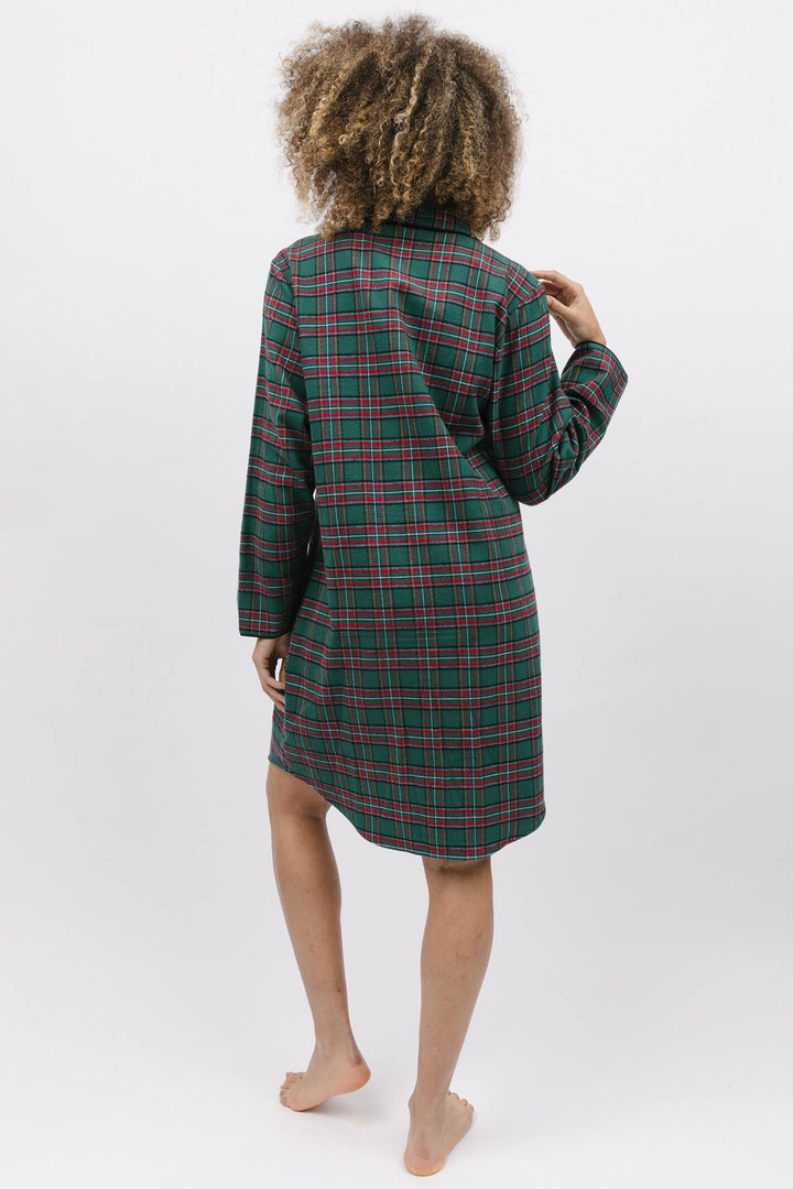 Cyberjammies 9842 Whistler Super Cosy Green Check Long Sleeve Nightshirt - Shirley Allum Boutique