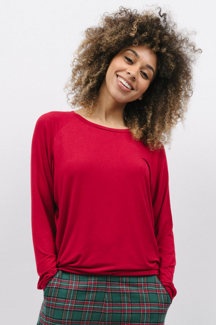 Cyberjammies 9850 Whistler Red Slouch Jersey Long Sleeve Pyjama Top - Shirley Allum Boutique