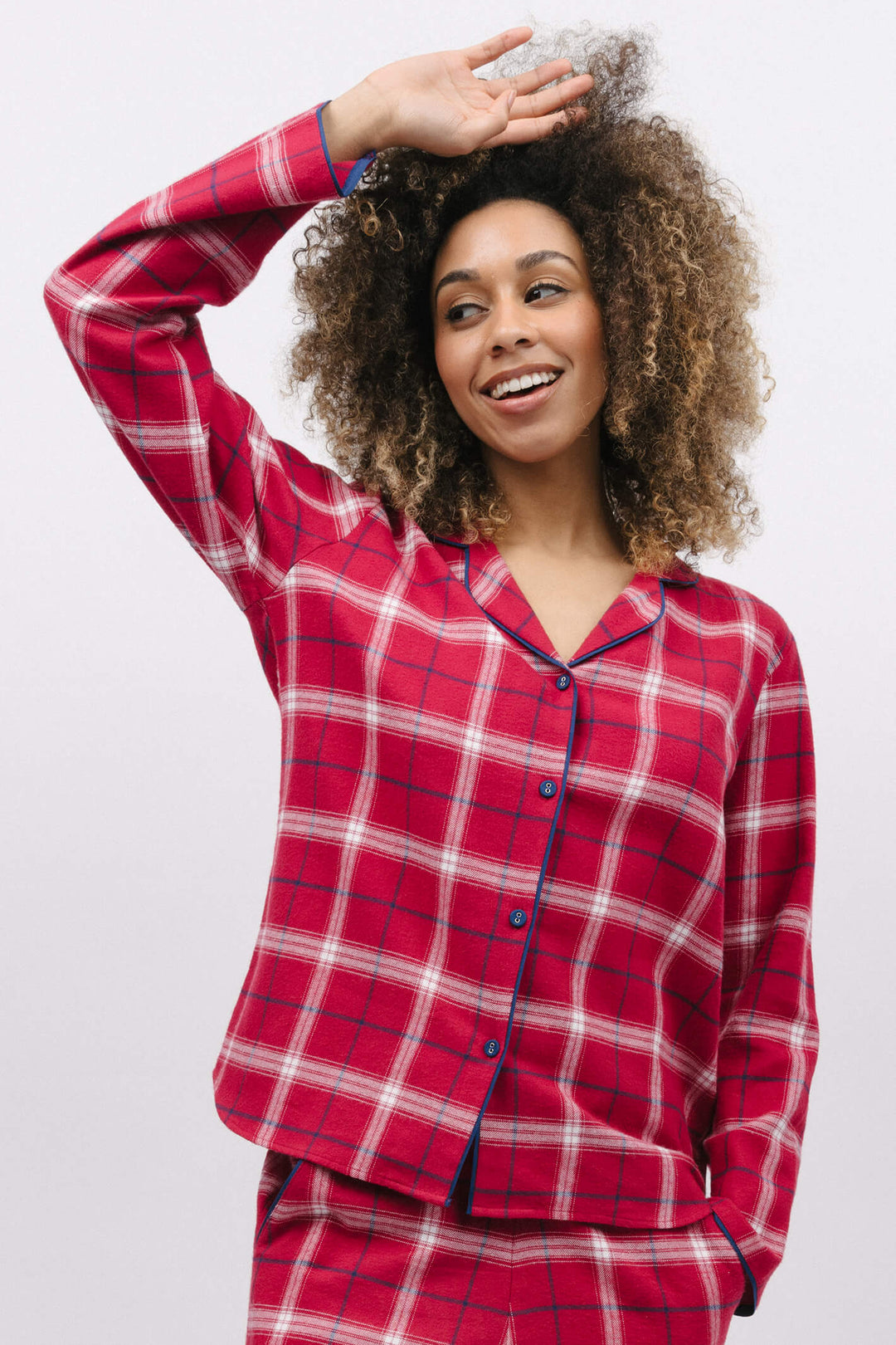 Cyberjammies 9882 Noel Womens Super Cosy Red Check Pyjama Top - Shirley Allum Boutique