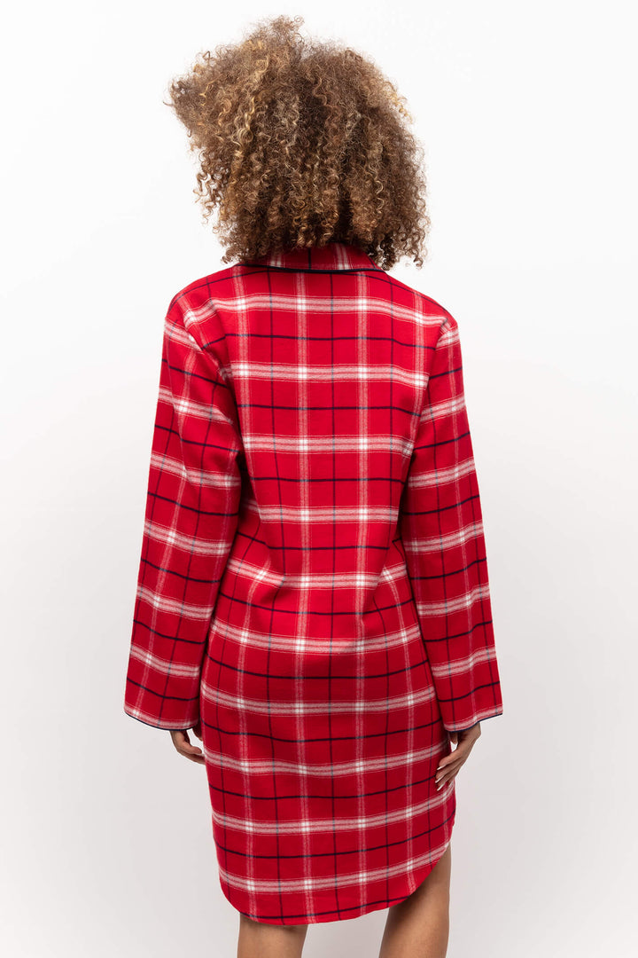 Cyberjammies 9884 Noel Super Cosy Red Check Long Sleeve Nightshirt - Shirley Allum Boutique