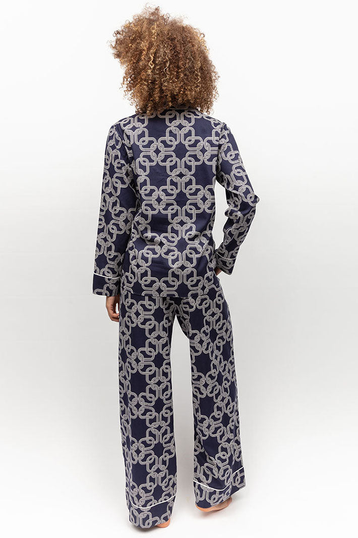 Cyberjammies Avery Navy Chain Print Long Sleeve Pyjama Top - Shirley Allum Boutique