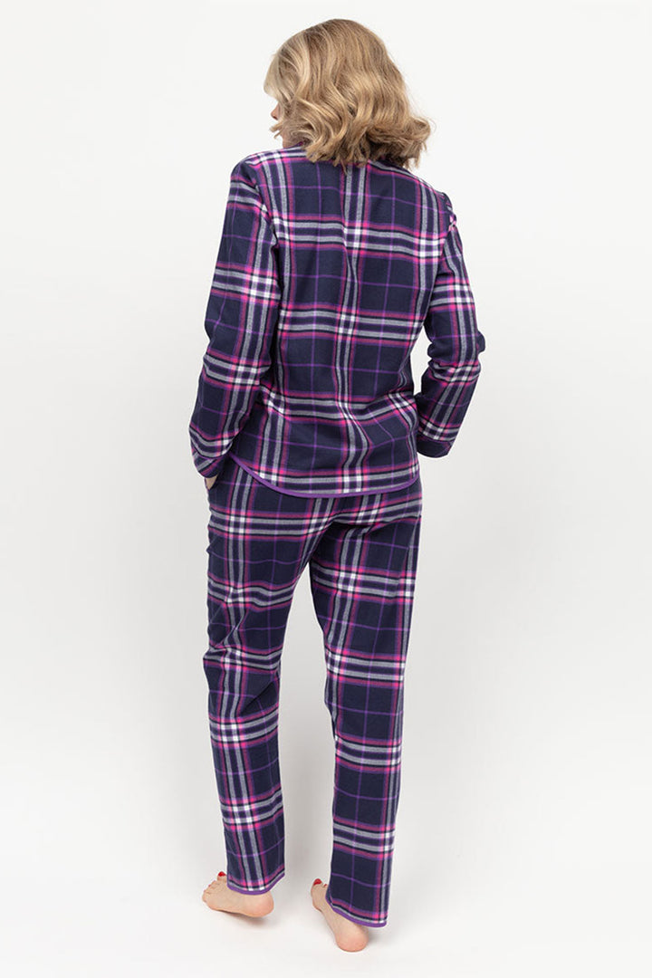 Cyberjammies Edie Pyjama Top Check Long Sleeve Purple - Shirley Allum Boutique