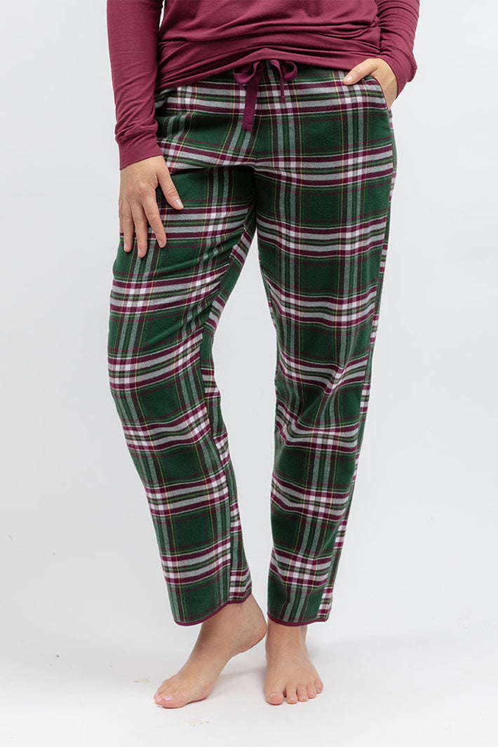 Cyberjammies Enchanted Nutcracker Green Brushed Check Pyjama Bottoms, front view