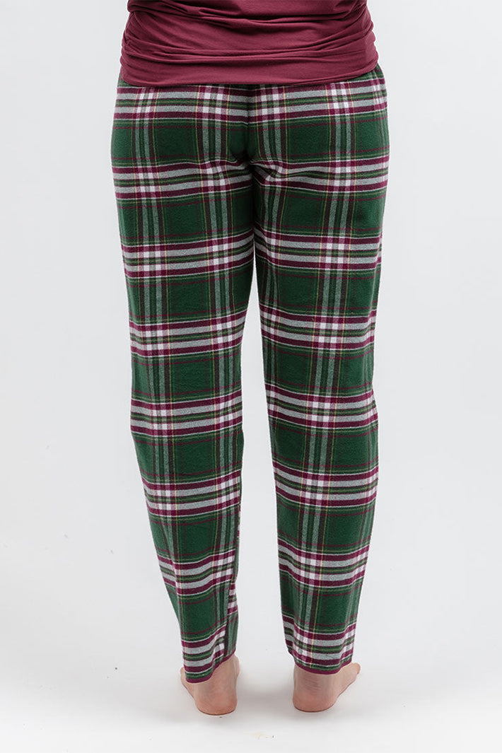 Cyberjammies Enchanted Nutcracker Green Brushed Check Pyjama Bottoms, back view