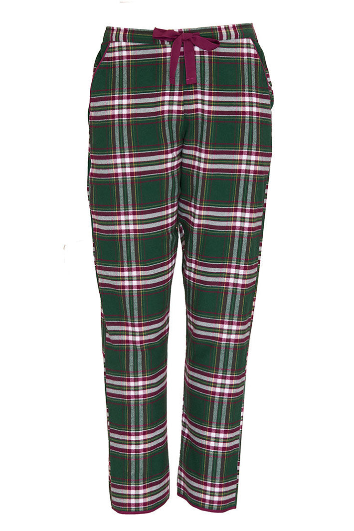 Cyberjammies Enchanted Nutcracker Green Brushed Check Pyjama Bottoms, flat lay