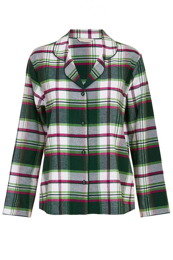 Cyberjammies Forrest Pyjama Top Dark Green Check Long Sleeve 509 - Shirley Allum Boutique