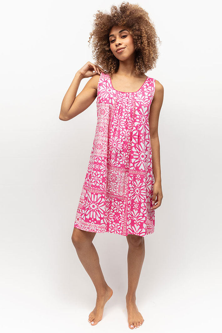 Cyberjammies Hailey Tile Print Pink Short Nightdress - Shirley Allum Boutique