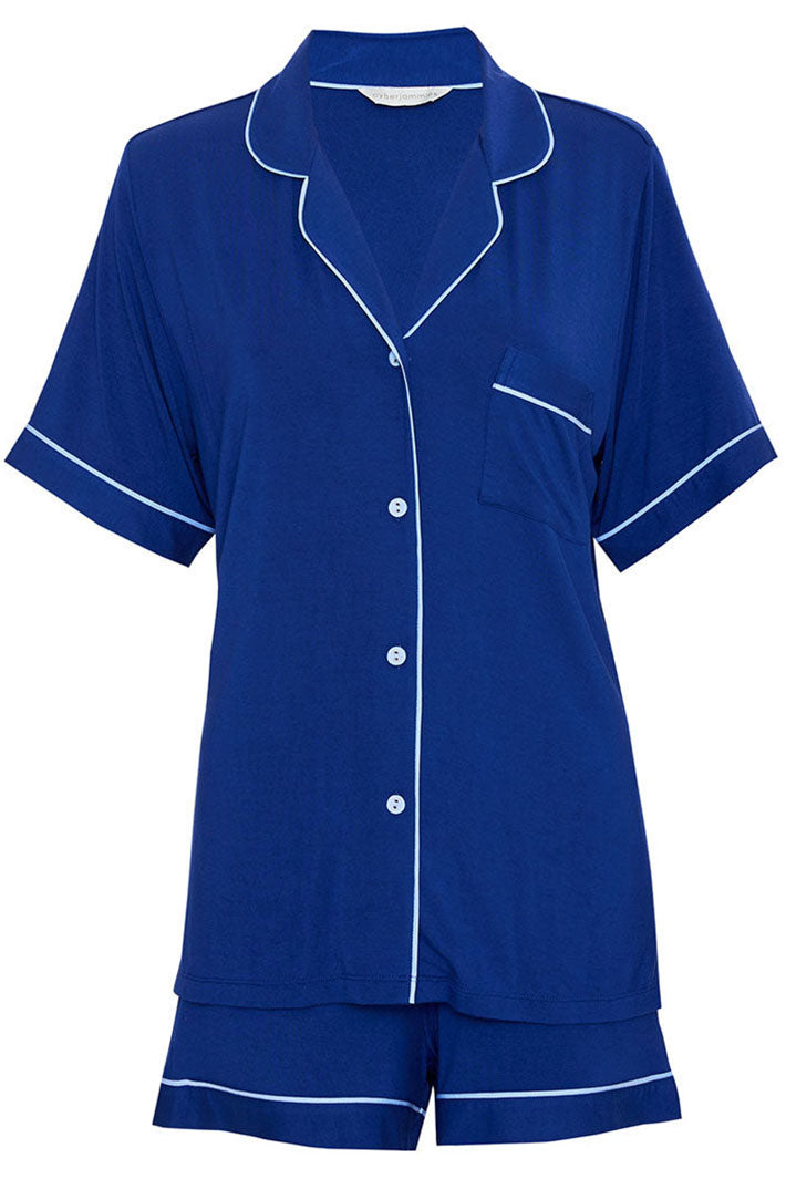 Cyberjammies Madeline Dark Blue Revere Jersey Short Sleeve Shorty Set - Shirley Allum Boutique