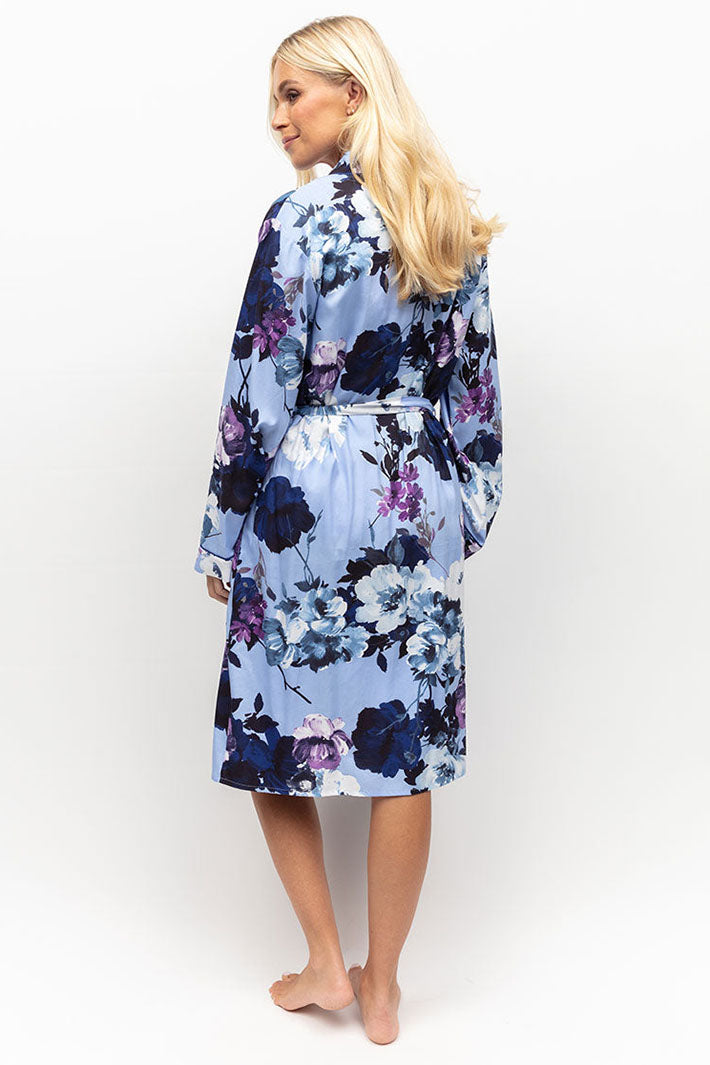 Cyberjammies Madeline Light Blue Floral Print Short Dressing Gown - Shirley Allum Boutique