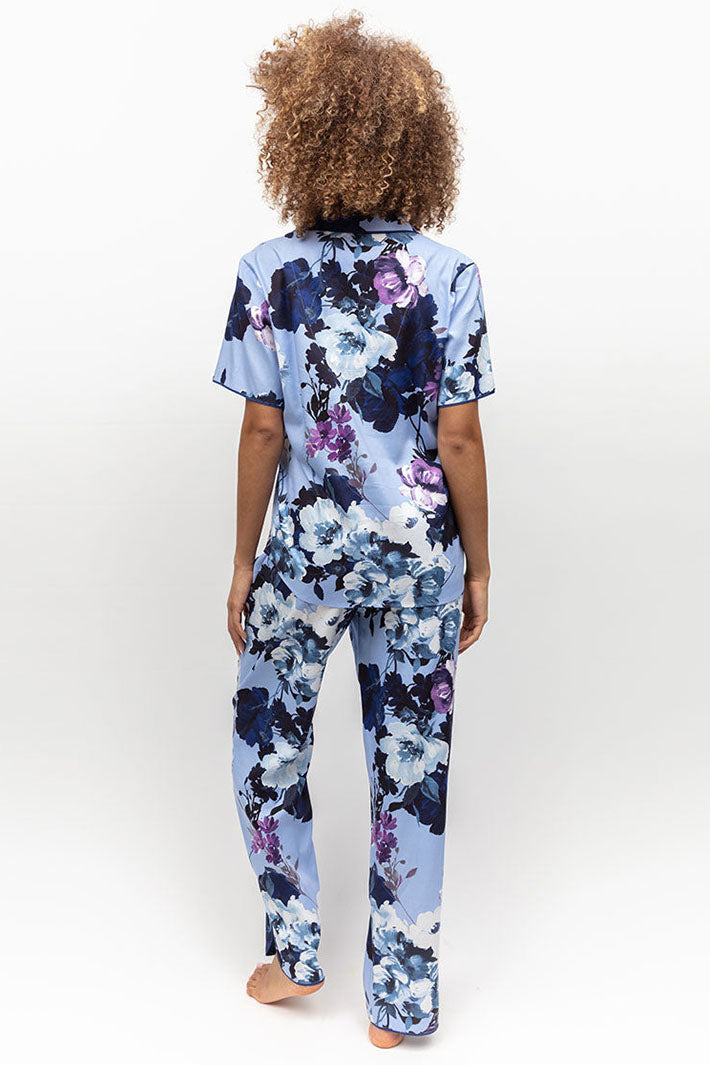 Cyberjammies Madeline Light Blue Floral Print Short Sleeve Pyjama Top - Shirley Allum Boutique