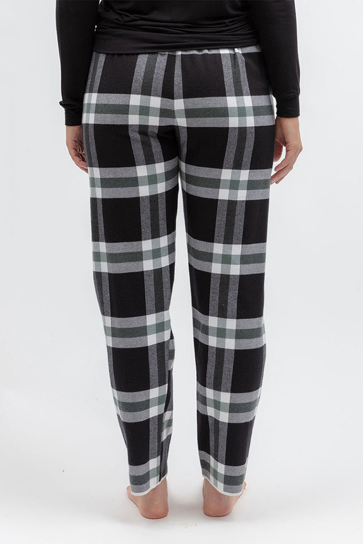 Cyberjammies Polar Drift Black Brushed Check Pyjama Bottoms, back view