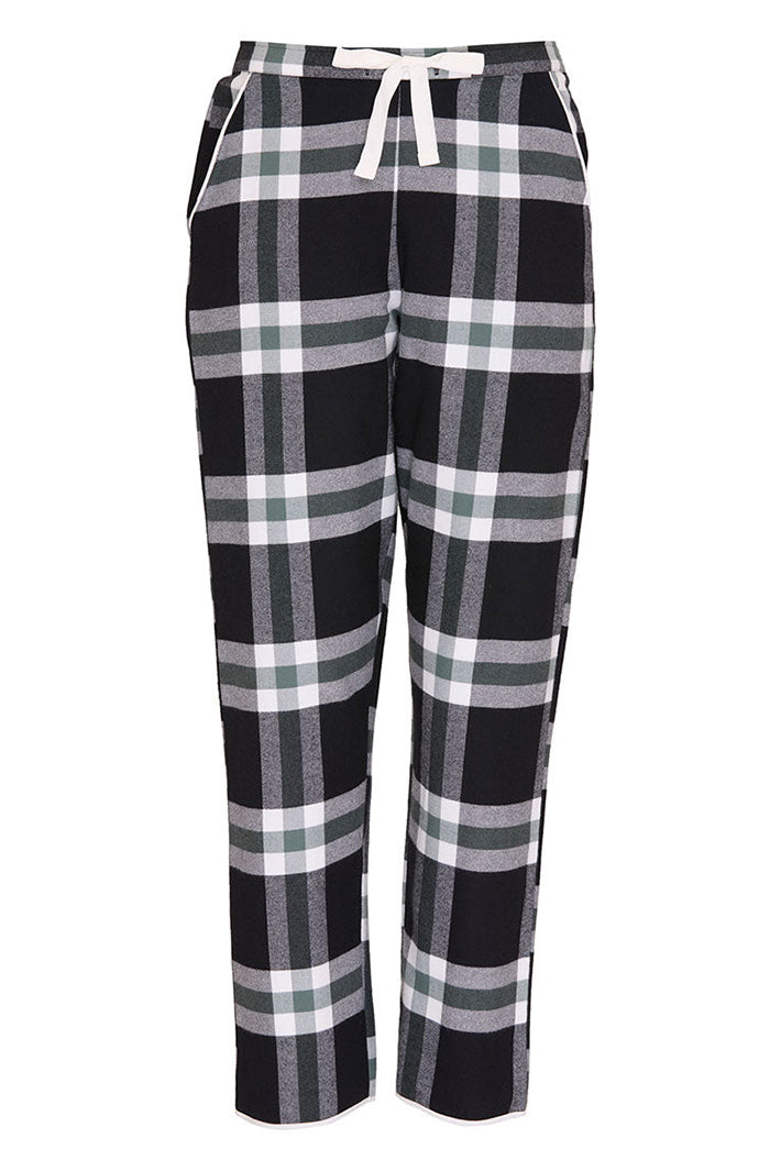 Cyberjammies Polar Drift Black Brushed Check Pyjama Bottoms, flat lay