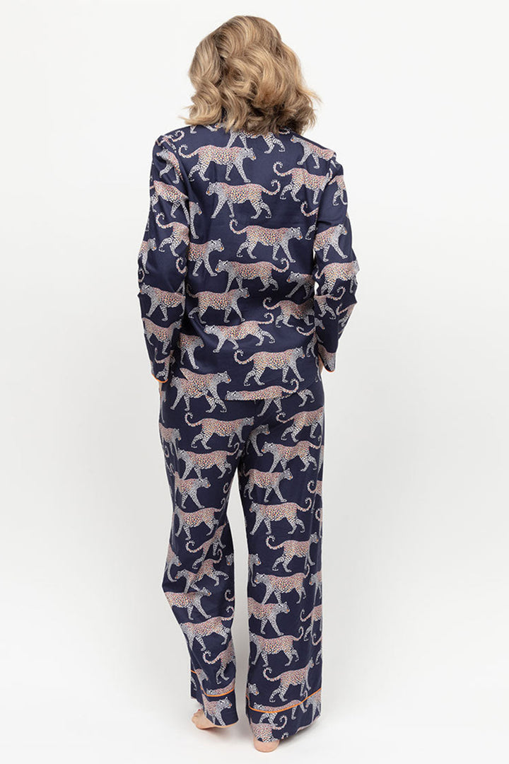 Cyberjammies Taylor Pyjama Bottoms Leopard Print Navy Wide Leg 0363 - Shirley Allum Boutique