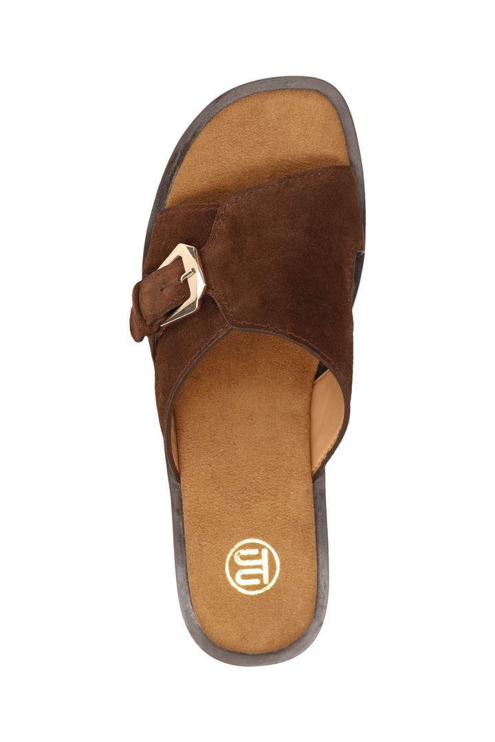 D31-AK590-1400-6100 Dark Brown Suede Mule Sandals - Shirley Allum Boutique