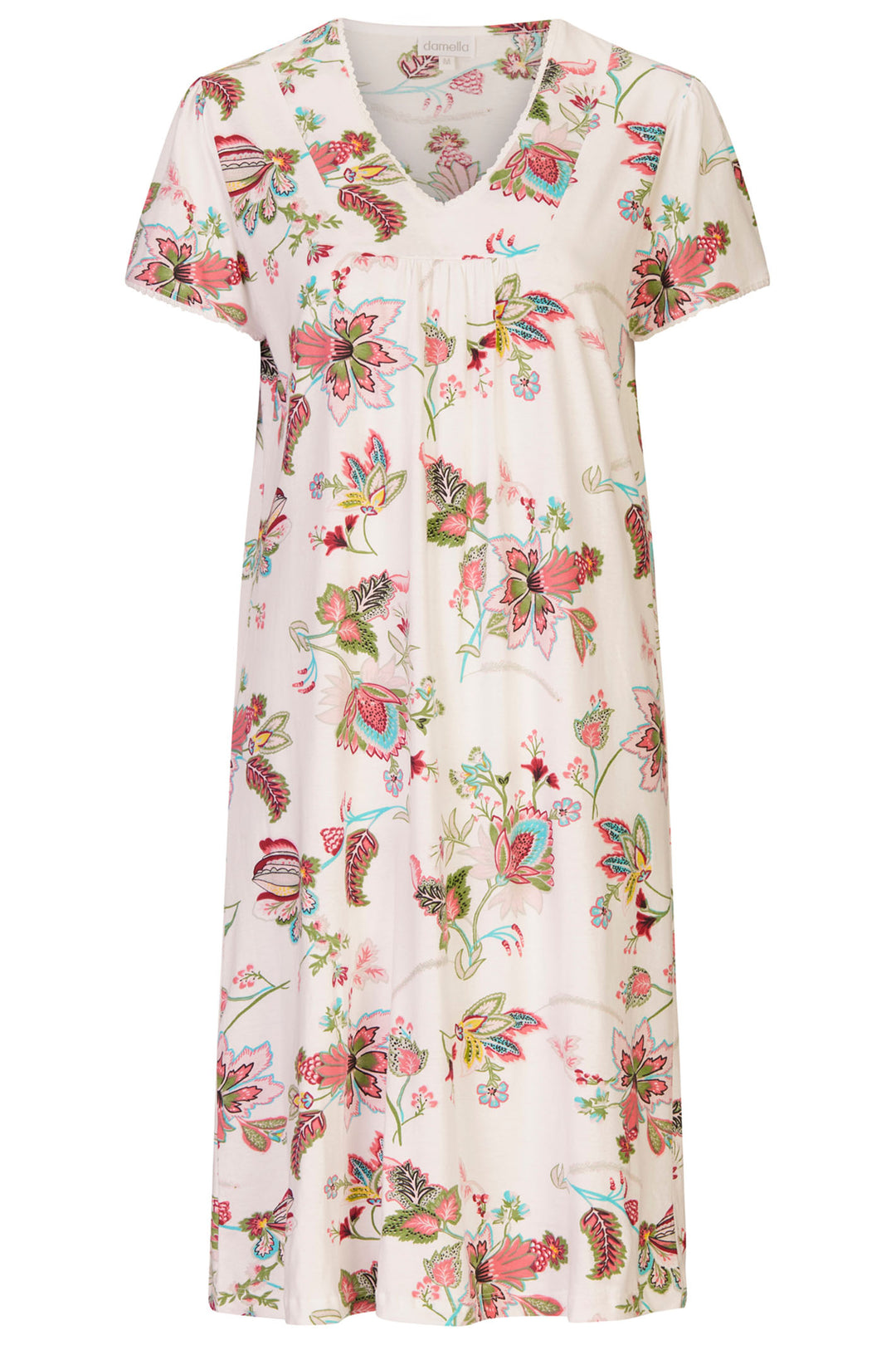 Damella 60006 001 White Floral Print V-Neck Nightdress - Shirley Allum Boutique
