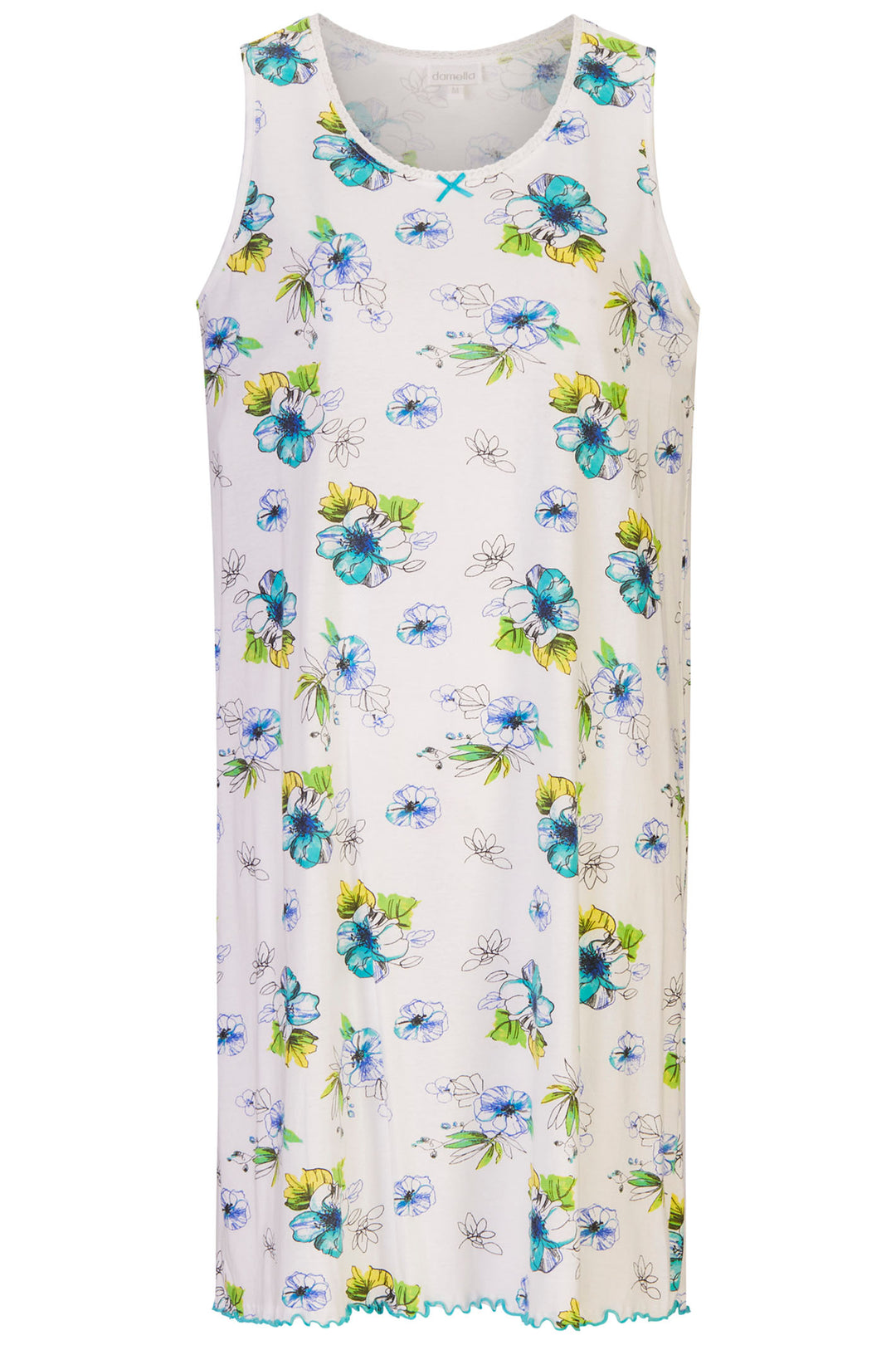 Damella 60020 154 Sleeveless White Floral Nightdress - Shirley Allum Boutique