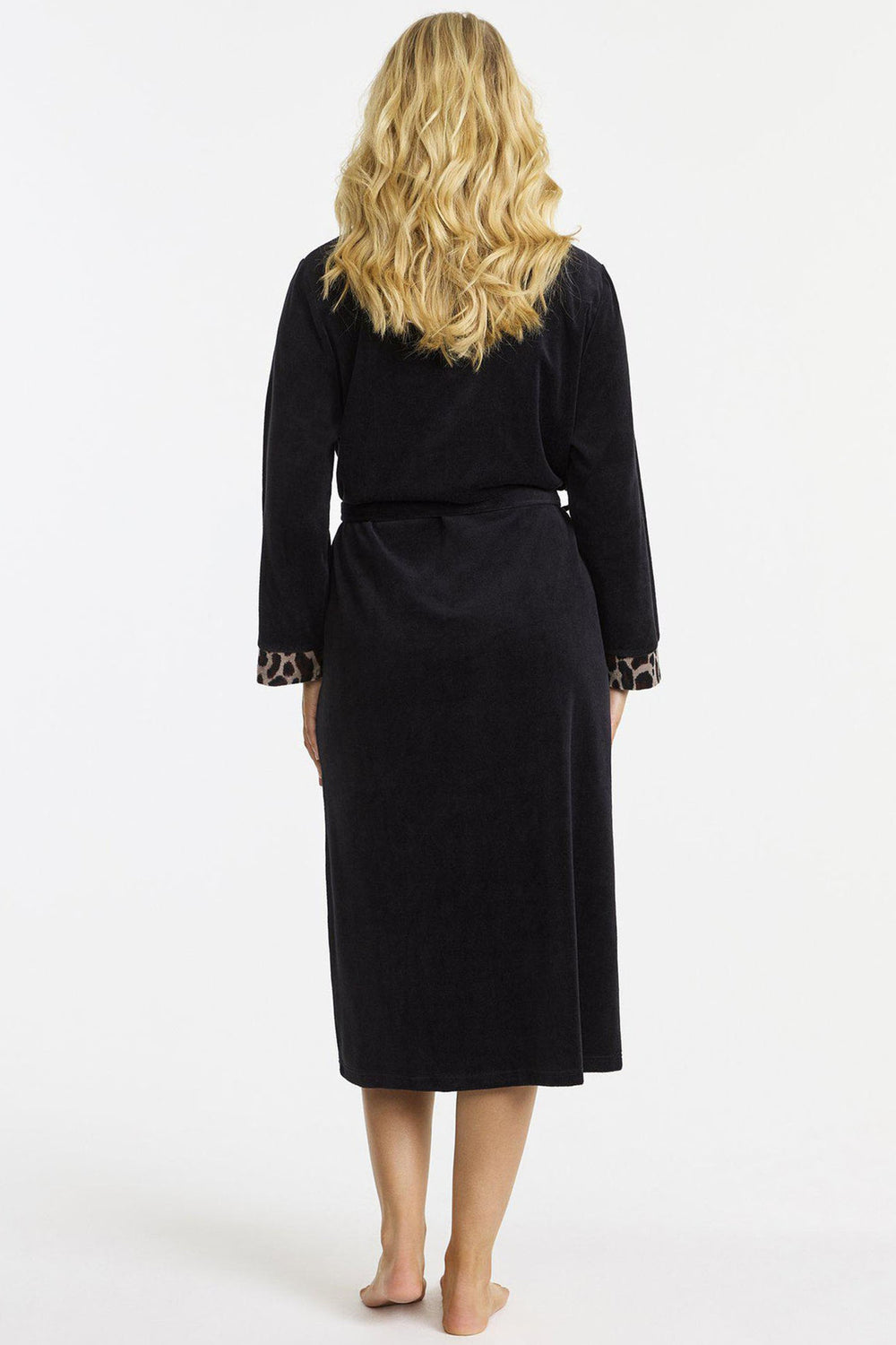 Damella Dressing Gown Black Animal Print Wrap 99192 000  - Shirley Allum Boutique