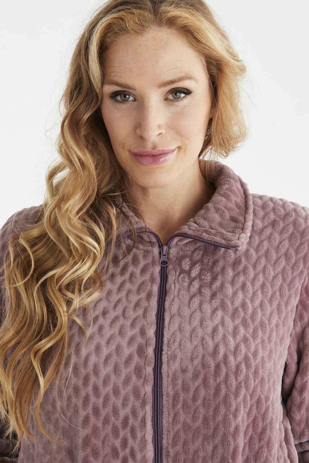 Damella Dressing Gown Mauve Zip Front 99774 617 - Shirley Allum Boutique