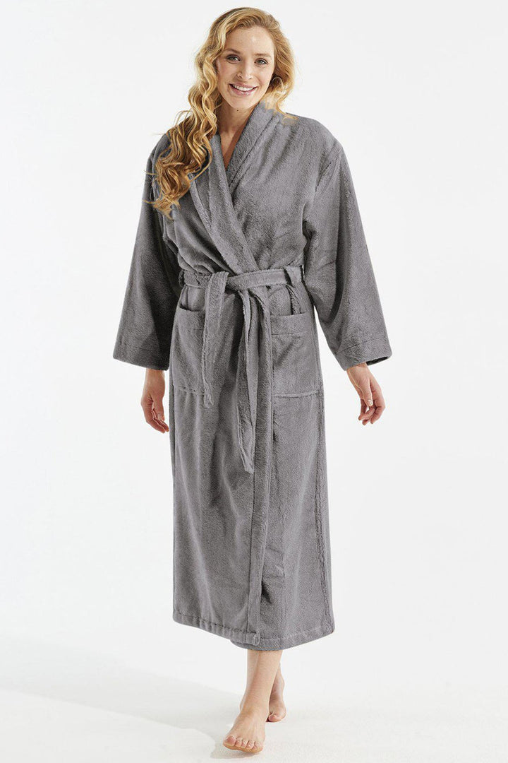 Damella Dressing Gown Modal Anthracite Grey Long Wrap 92298 025 - Shirley Allum Boutique
