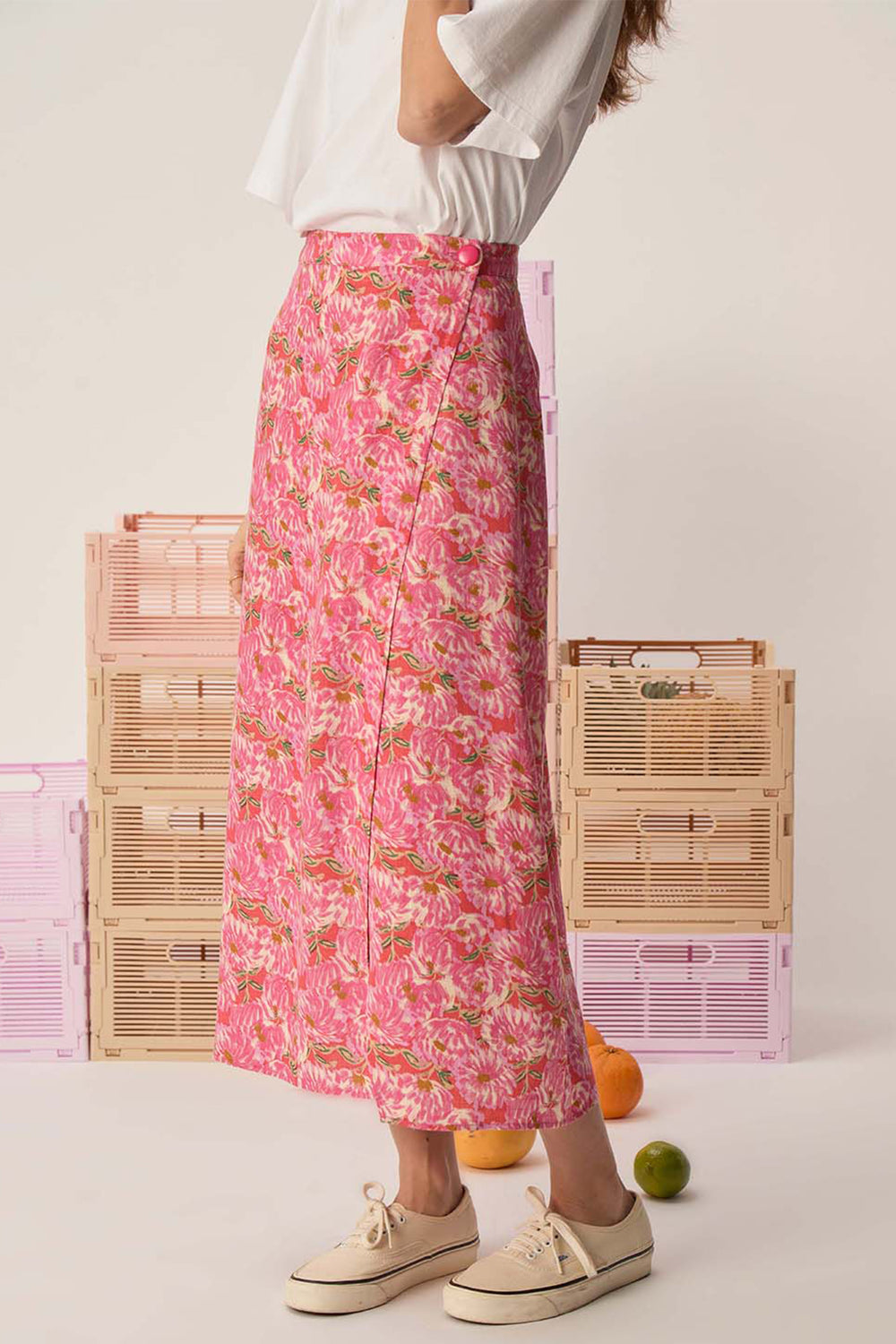 Des Petit Hauts Midi Skirt Siberie Azalee Pink 1E250430 - Shirley Allum Boutique
