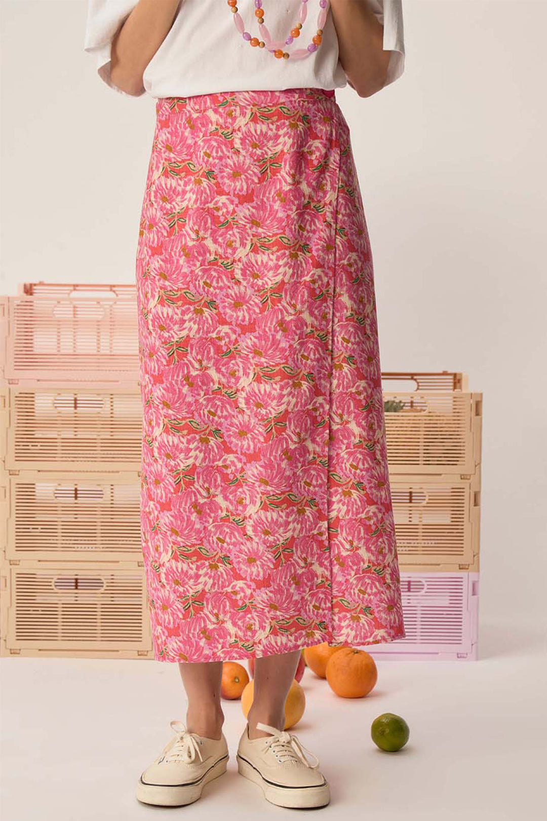Des Petit Hauts Midi Skirt Siberie Azalee Pink 1E250430 - Shirley Allum Boutique
