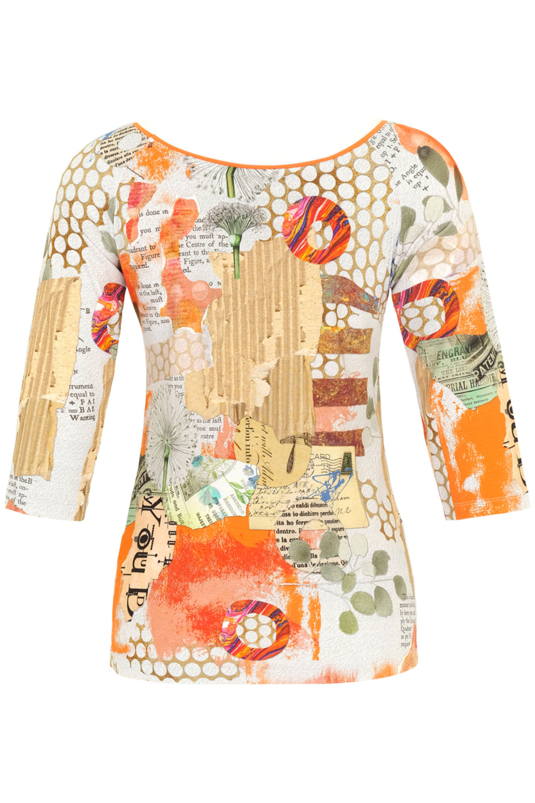 Dolcezza 24710 Orange Simply Art Gina Startup Big Changes Print Top - Shirley Allum Boutique