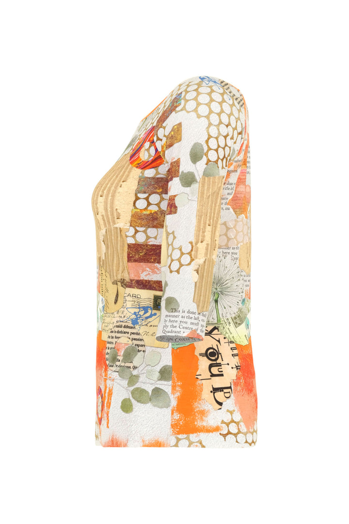 Dolcezza 24710 Orange Simply Art Gina Startup Big Changes Print Top - Shirley Allum Boutique