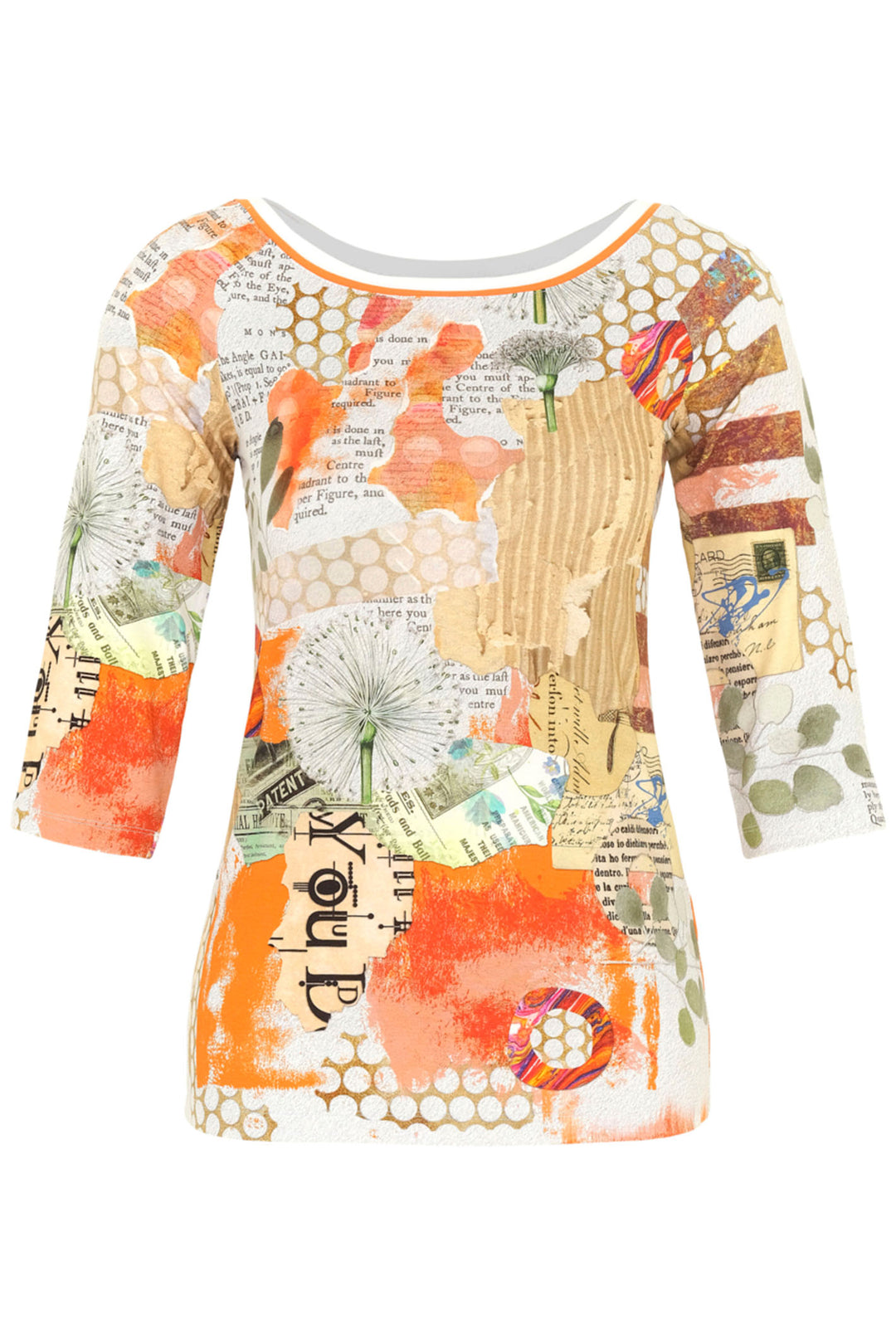 Dolcezza 24710 Orange Simply Art Gina Startup Big Changes Print Top - Shirley Allum Boutique