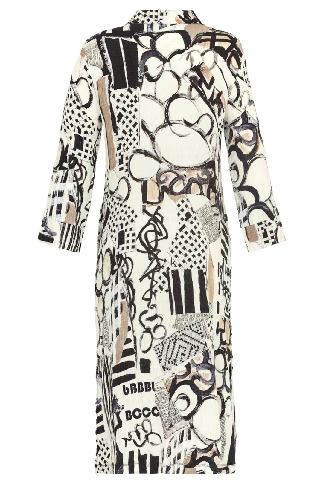 Dolcezza 24731 Cream Natalie Green Decoding Print Shirt Dress – Shirley ...