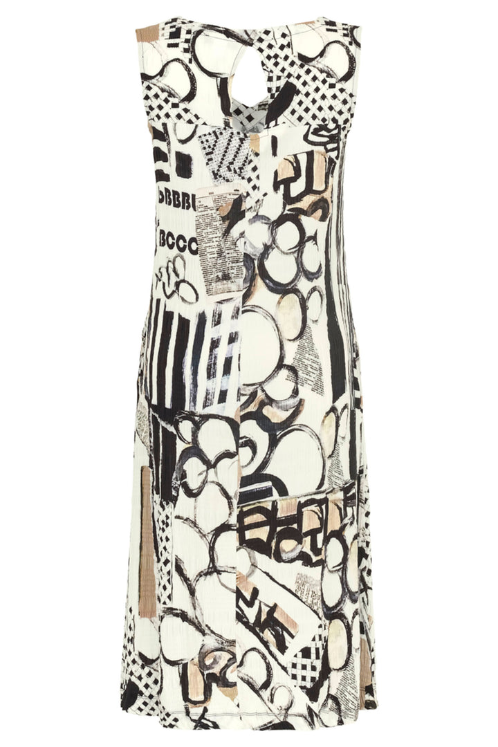 Dolcezza 24732 Cream Natalie Green Decoding Print Sleeveless Dress - Shirley Allum Boutique