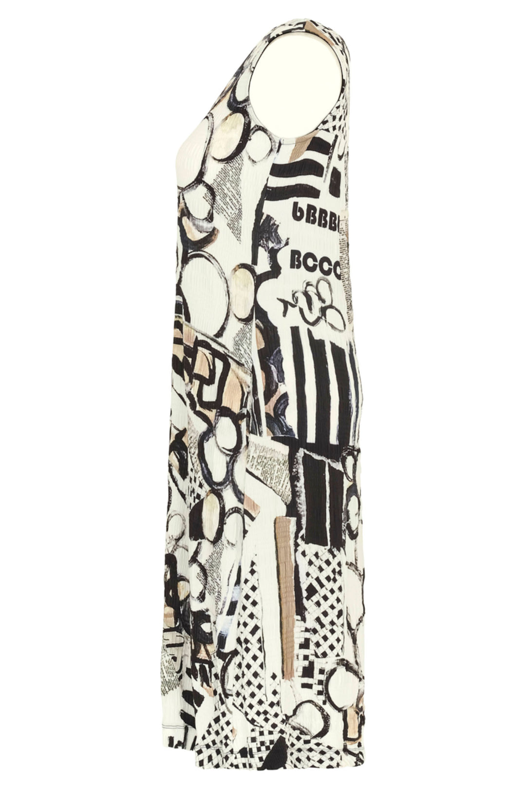 Dolcezza 24732 Cream Natalie Green Decoding Print Sleeveless Dress - Shirley Allum Boutique
