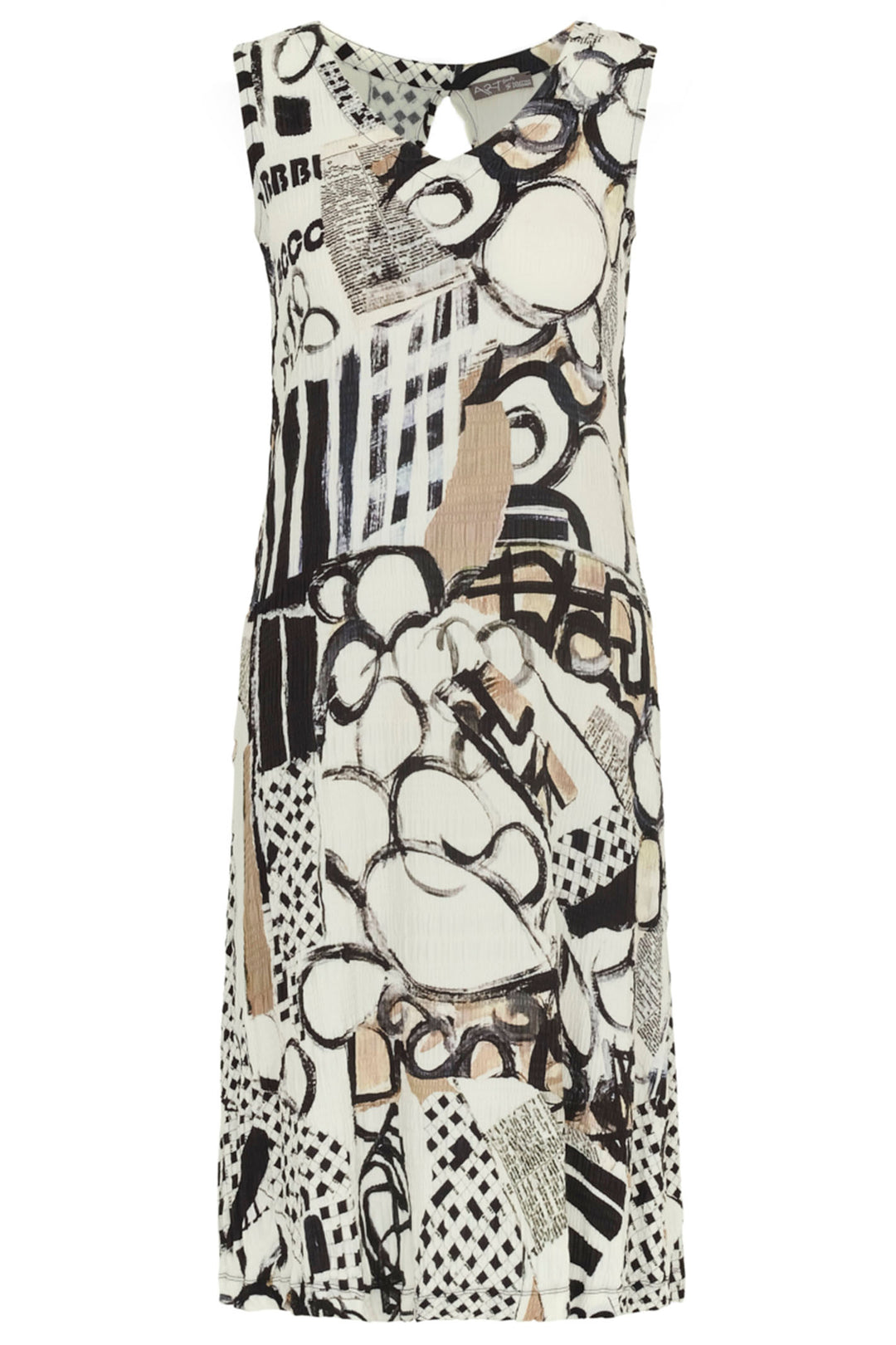 Dolcezza 24732 Cream Natalie Green Decoding Print Sleeveless Dress - Shirley Allum Boutique
