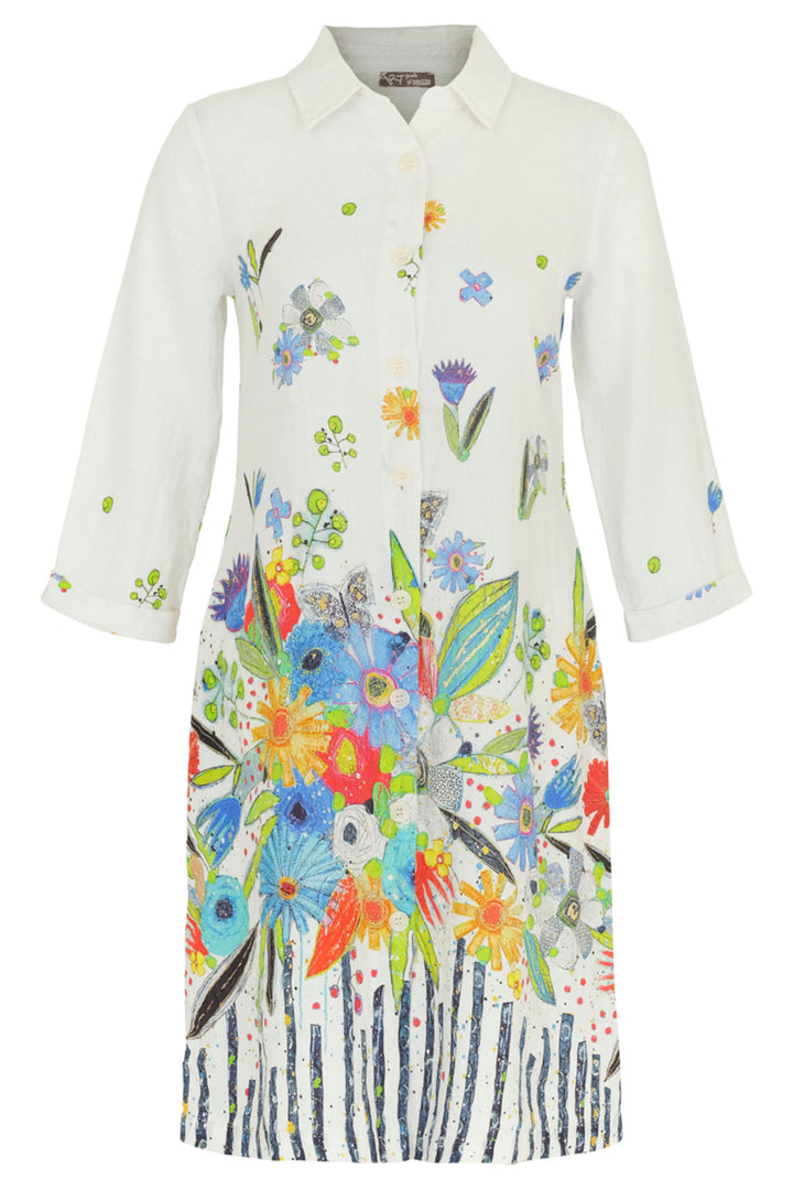 Dolcezza 24765 Vigo White New Bouquet Print Shirt Dress - Shirley Allum Boutique