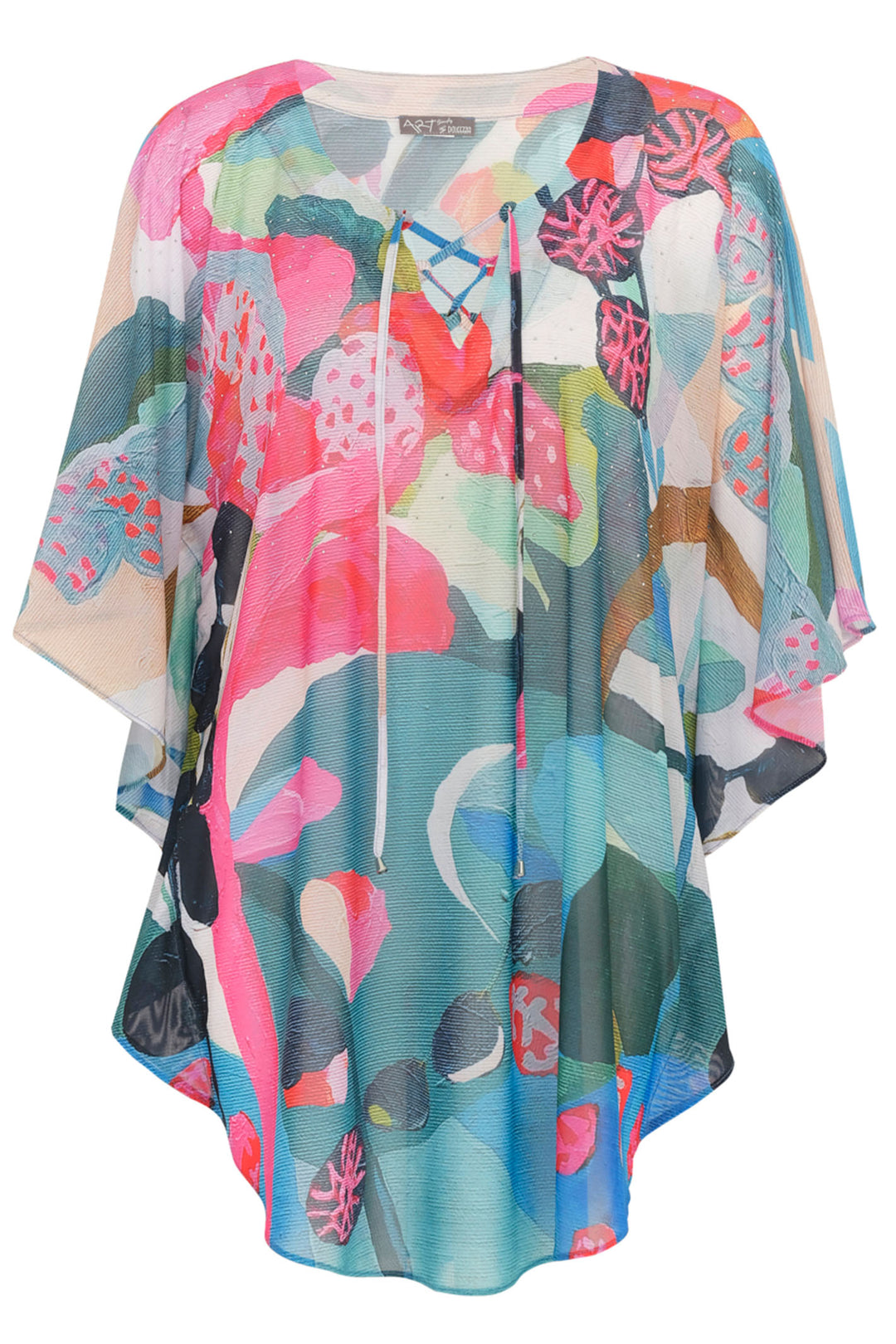 Dolcezza 24803 Pink Simply Art Irene Guerriero Rumba Print Cover Up - Shirley Allum Boutique