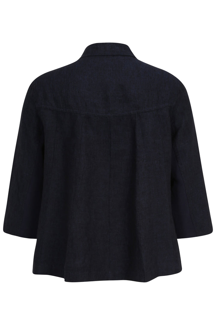 Doris Streich 319135 50 Navy Linen Zip Front Jacket - Shirley Allum Boutique