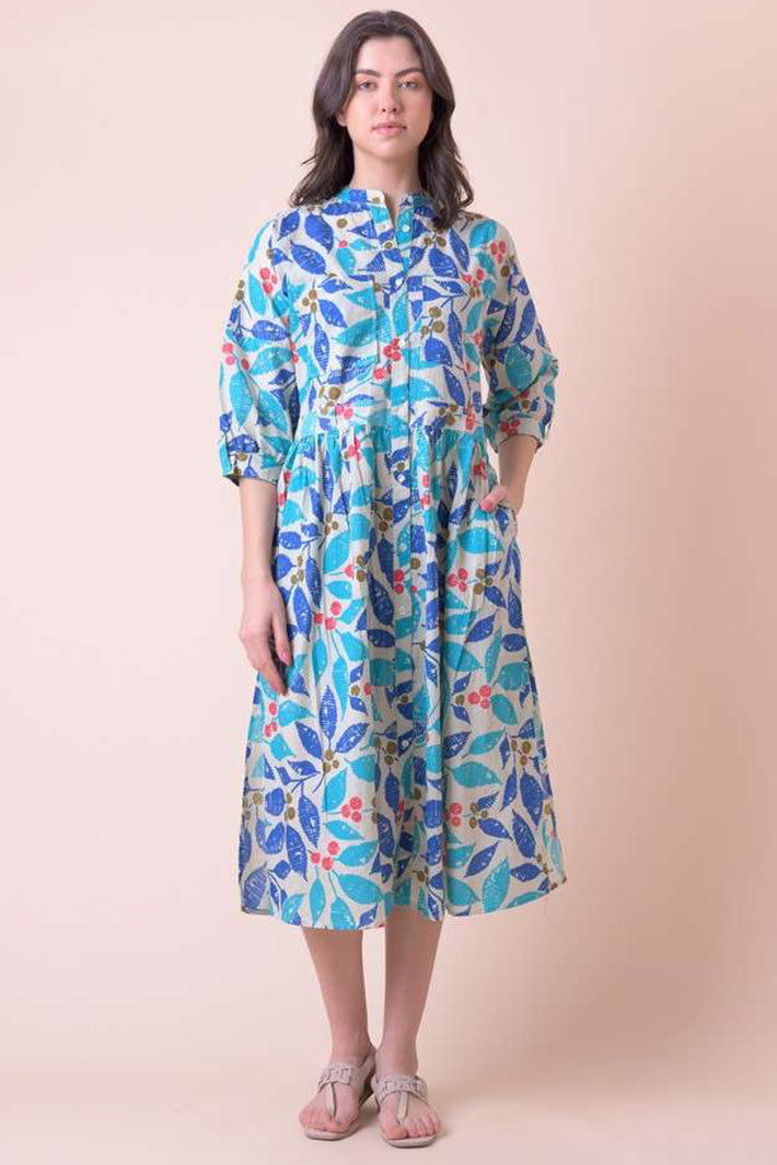 Dream AN828B Lawson Seasalt Sand Blue Print Dress - Shirley Allum Boutique