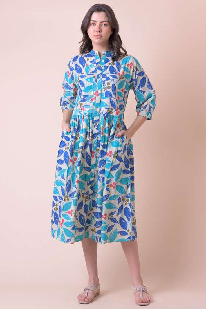 Dream AN828B Lawson Seasalt Sand Blue Print Dress - Shirley Allum Boutique