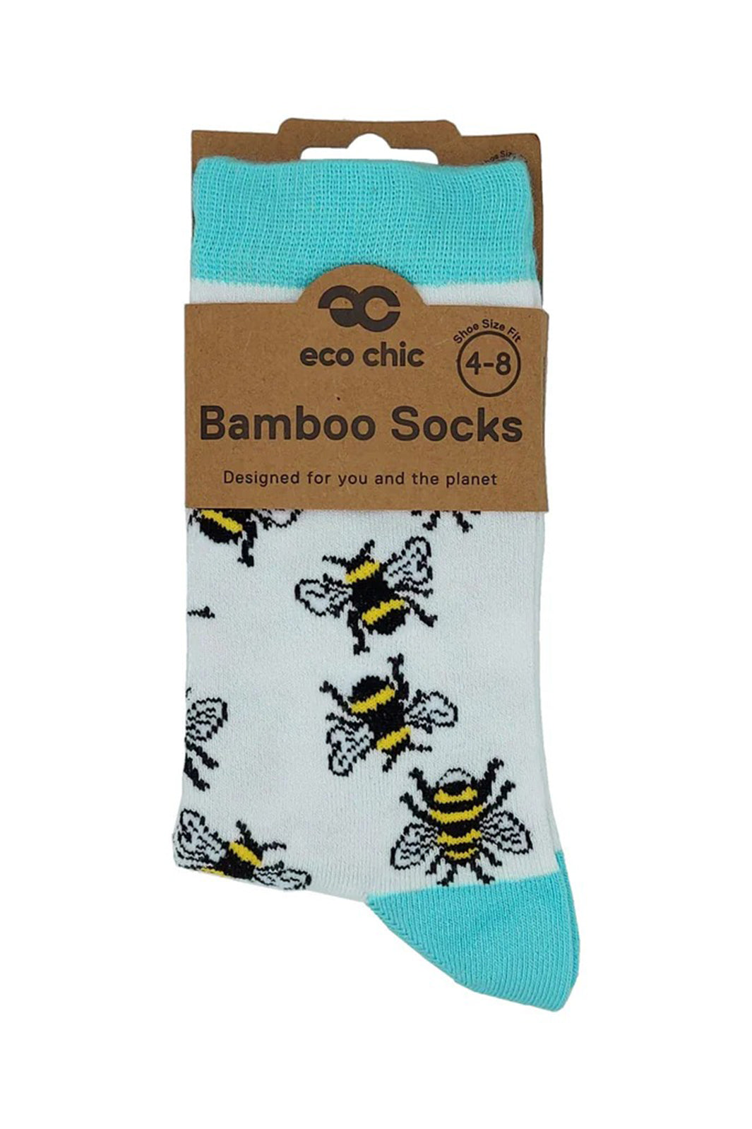 Eco Chic SK01WT White Bumble Bee Bamboo Socks